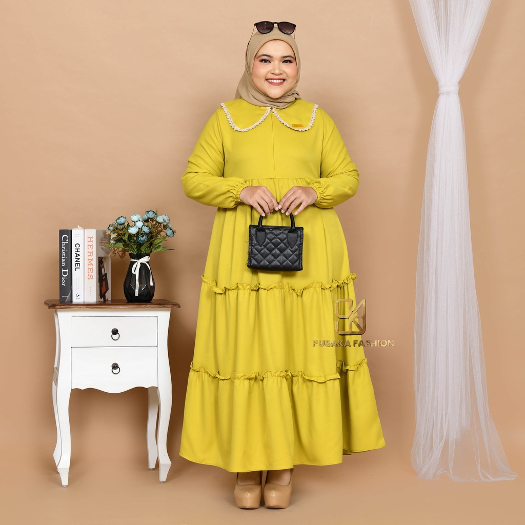 BELLA MAXY Gamis perempuan dewasa jumbo pakaian muslim wanita bigsize muat sampai 80kg ada size fashion muslimah terbaru long dress kekinian modern murahberkualitas warna putih hitam merah bata hijau army lilac kuning lemon mustard broken white dusty moca