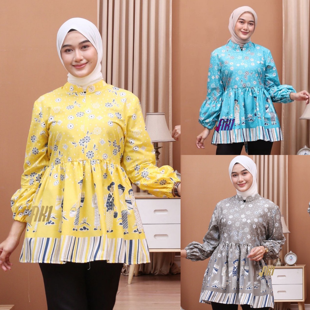 Baju Batik Wanita Modern Atasan Blouse Batik Kerja Kantor Wanita