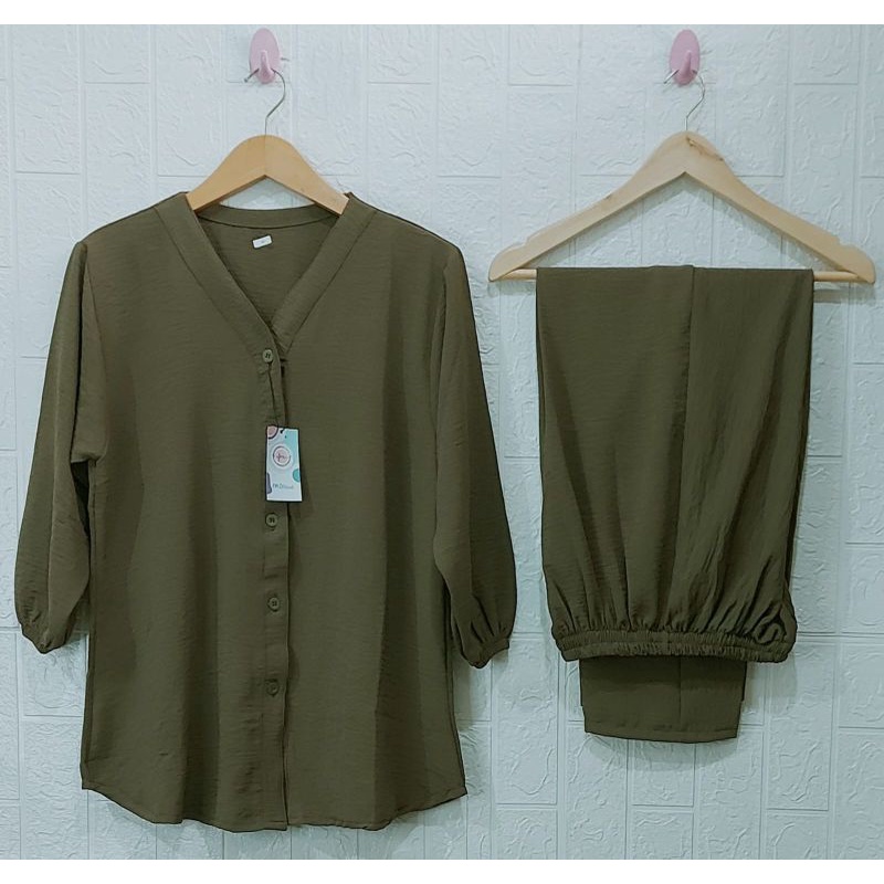 ONE SET RAYON CRINKLE AIRFLOW SETELAN // SETELAN RAYON CRINKLE AIRFLOW// DRESS RAYON // SETELAN RAYON  //BUSUI FRIENDLY//PIYAMA//PREMIUM//HOMEY//BUSUI