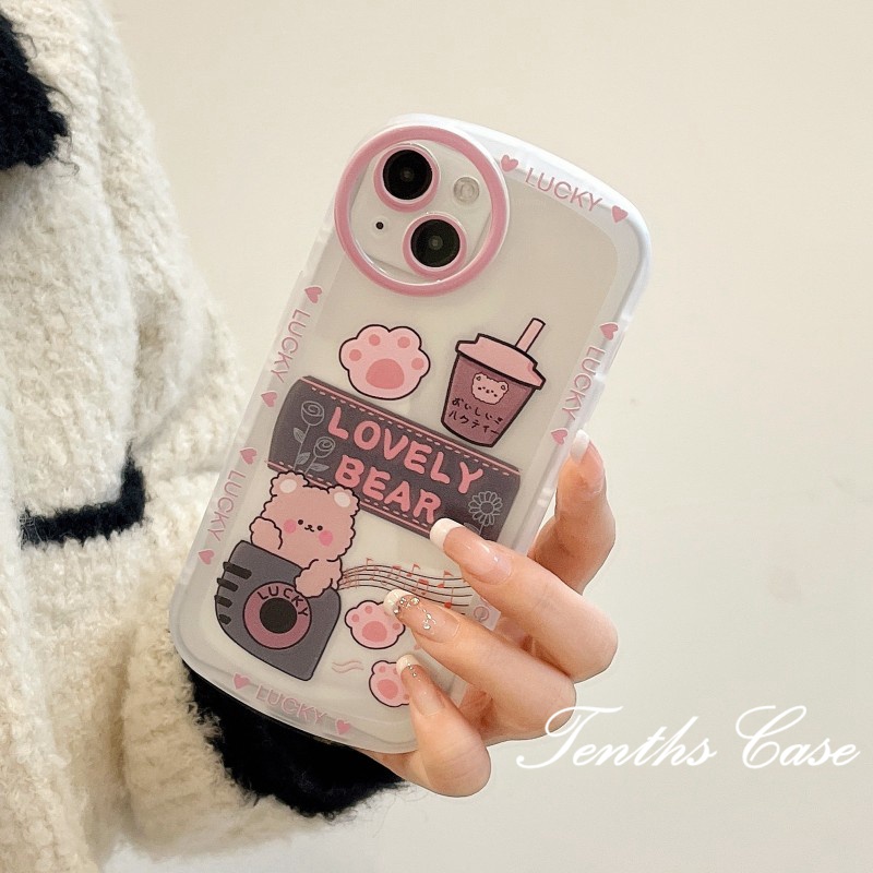 Compatible For iPhone 14 13 12 11 Pro Max X XR Xs Max 8 7 6 6s Plus SE 2020 Lovely Bear Phone Case Soft Cover Pelindung