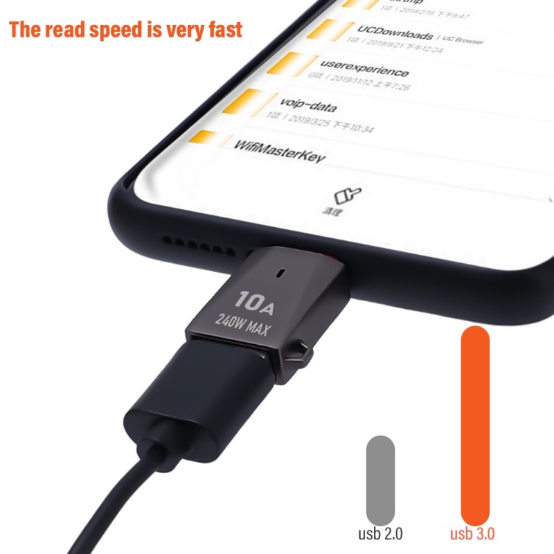 [Harga Grosir] Zinc Alloy Pemancar Data Komputer Mobil Charging Adapter Portable Converter USB3.0 Adaptor 10A Pengisian Cepat Konektor Tipe-C