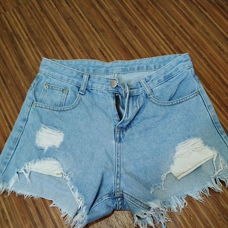 celana pendek jeans sobek second