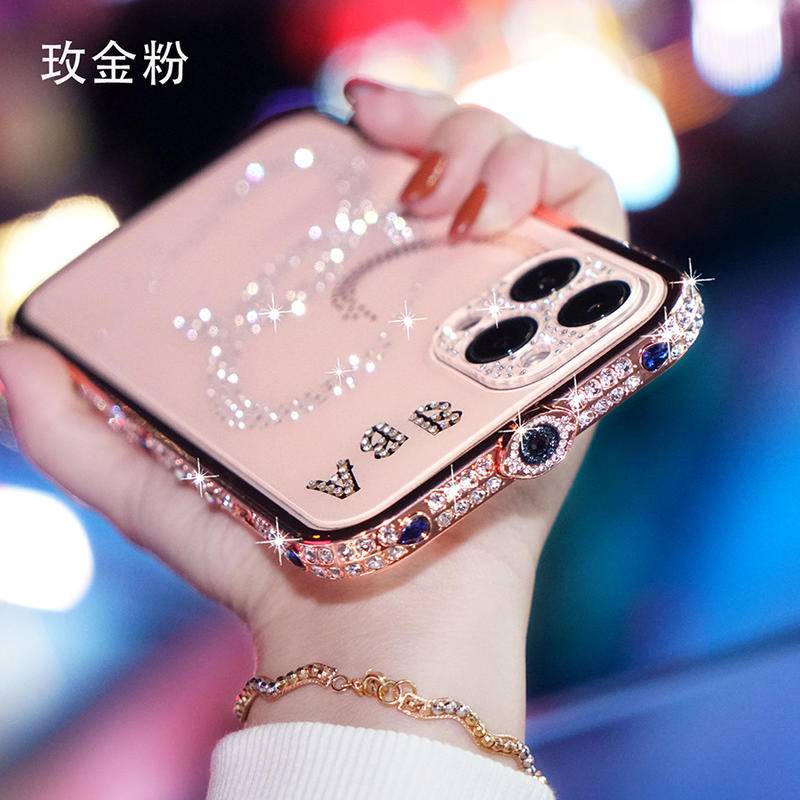 IPHONE Bling Berlian Imitasi Glitter Kristal Dimond Bumper Case Untuk Iphone13 12 11 Pro Xs Max Case Metal Cover Untuk Iphone7 8 Plus X Xr Se