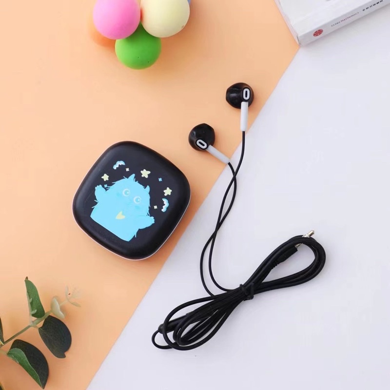 [XY 36] Set Headset Earphone karakter seri XY 36 motif DINOSAURUS CUTE &amp; LUCU / + Wadah Earphone Motif in ear