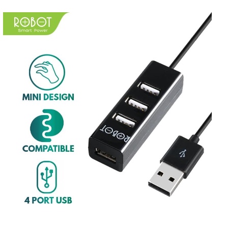 USB HUB ROBOT 4 PORT 2.0 H140-80 80CM BLACK