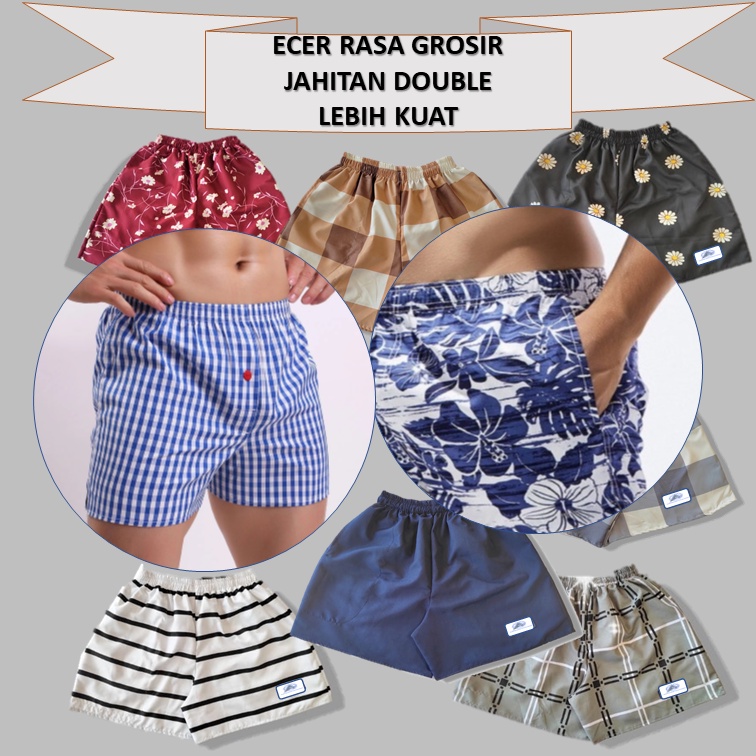 celana pendek pria karet boxer motif berkualitas