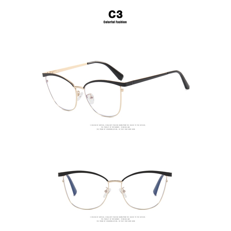 Kacamata Anti Radiasi Cat Eye Fashion Untuk Wanita Frame Metal