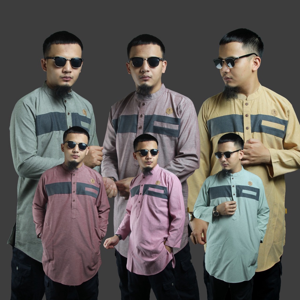 Kurta Pakistan Kerah Shanghai Lengan Panjang Al Amwa Baju Kurta Pria