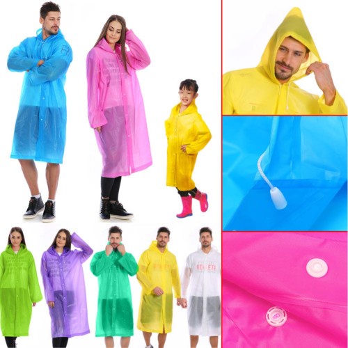 Jas Hujan EVA Transparan Terusan Poncho Dewasa Pria Wanita Mantel Model Korea Raincoat