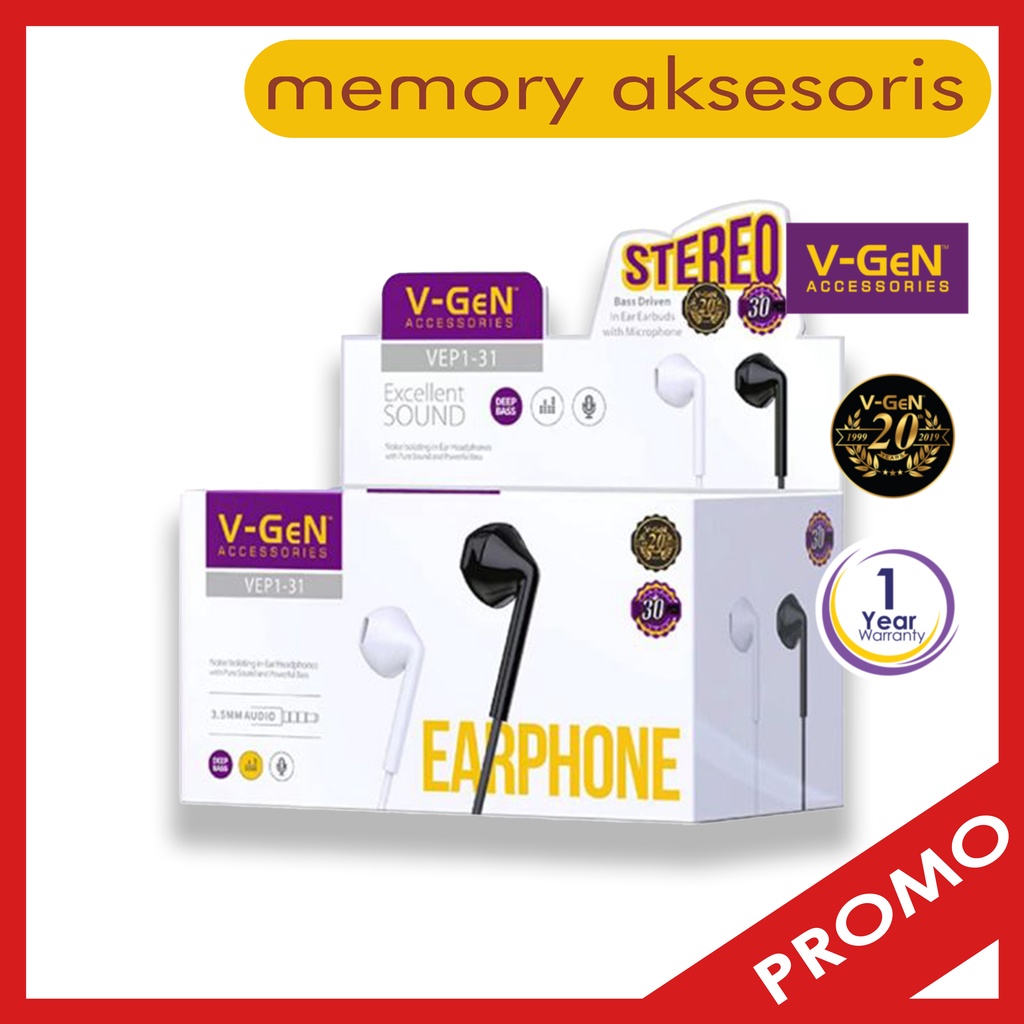 HEADSET VGEN VEP1-31 Extra Bass Stereo (isi 30pcs)