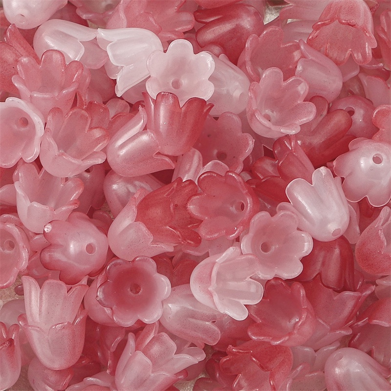 100 Pcs 10x8mm Manik-Manik Bunga Warna-Warni Windbell Morning Glory Flower Manik-Manik Akrilik Untuk Membuat Perhiasan Jepit Rambut Handmade DIY Aksesoris