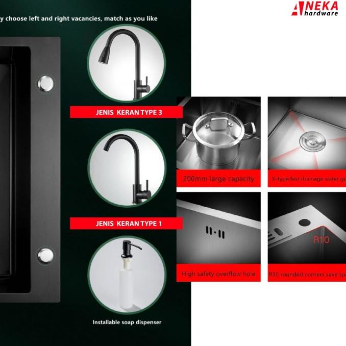 Kitchen Sink Velar 6845 Black / Bak Cuci Piring Paket Lengkap Hitam