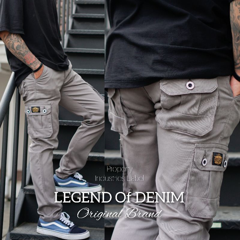 Legend Of Denim Dayrie Original celana cargo panjang pria celana cargo warna grey LOD seri DD004