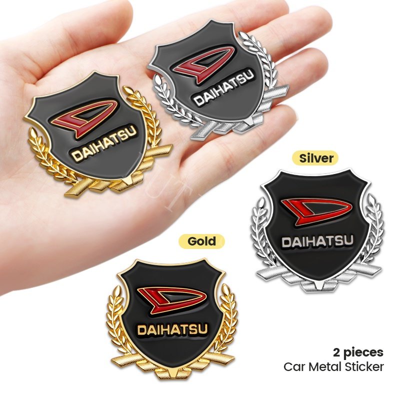 Daihatsu 2Pcs 3D Metal Stiker Jendela Body Mobil Wheat Ear Badge Logo Untuk Ayla Ceria Classy Taft Sigra Xenia Rocky Taruna