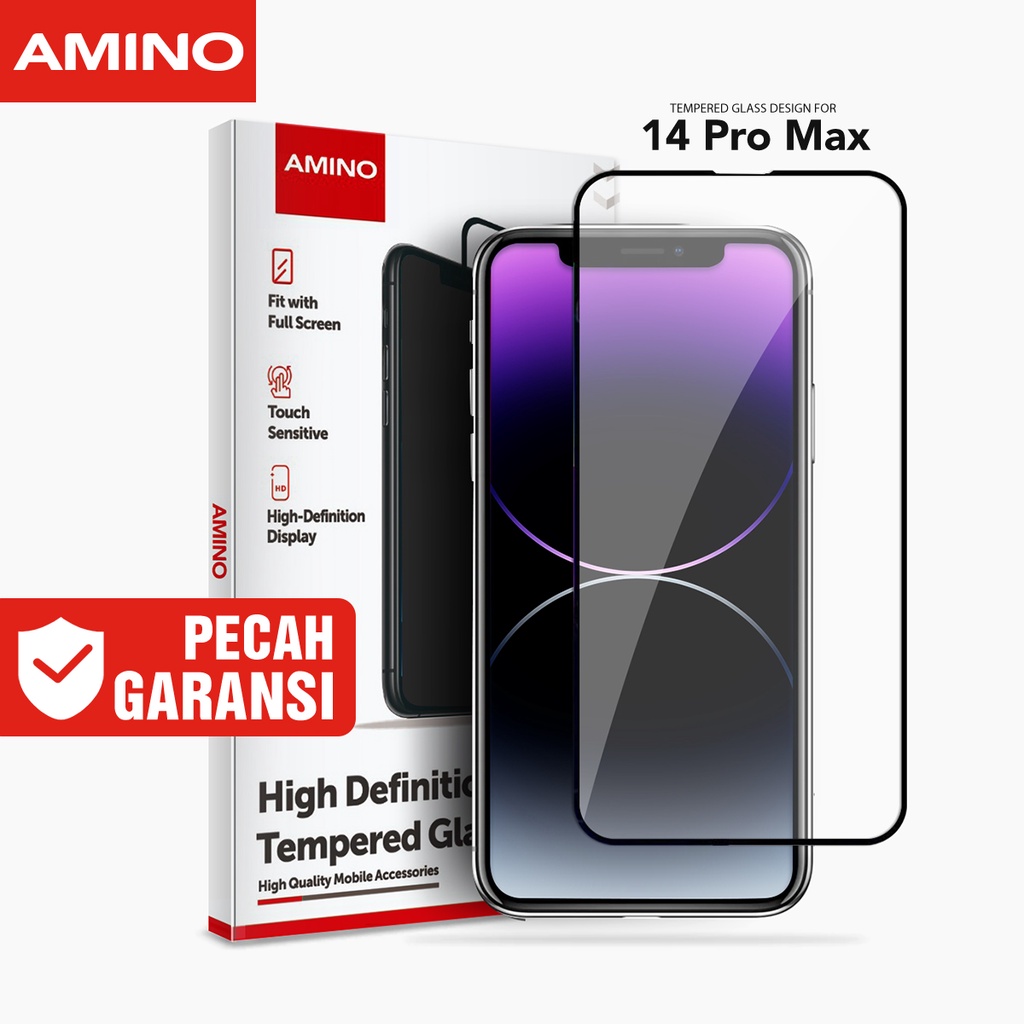 AMINO Tempered Glass 5D Untuk Iphone 14 Pro Max 6.7 inch Fullcover Premium Glass Full Screen