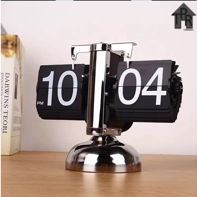 Jam Meja Retro Flip Table Clock Stainless Unik Antik Premium