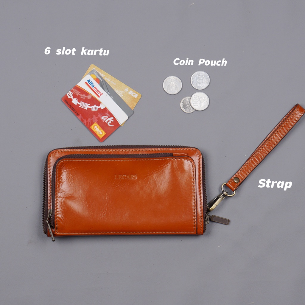 Pamilo Clutch Dompet Panjang Wanita Kulit Asli Leather Lecari