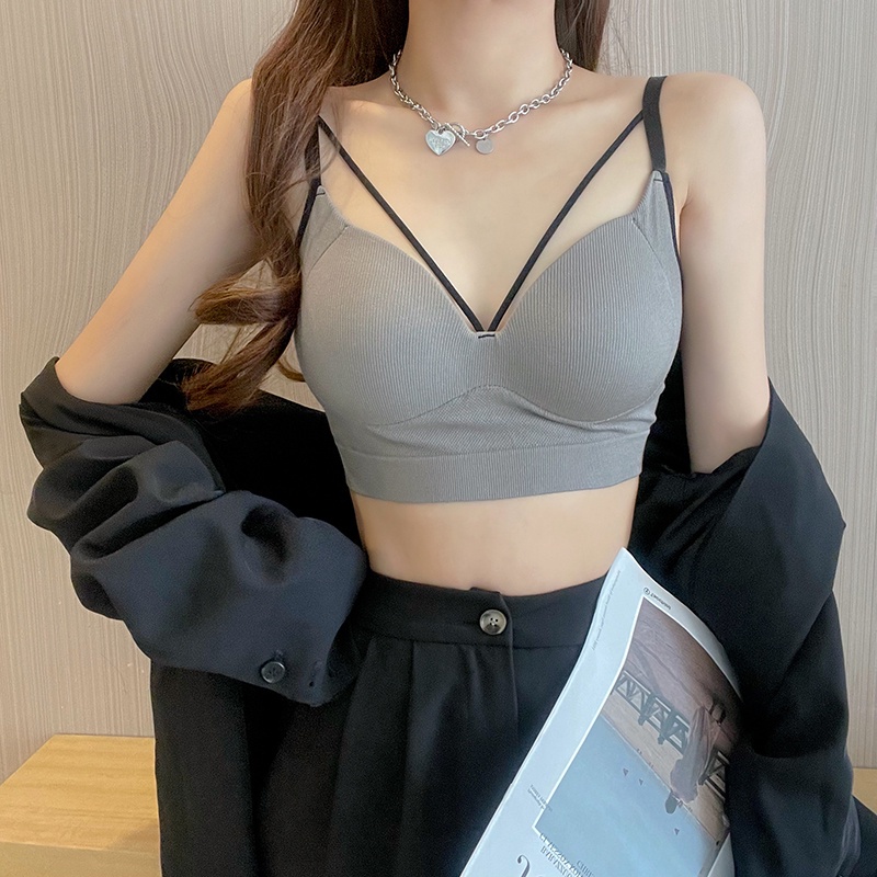 Tank Top Bra Push Up Wanita Pakaian Dalam Wanita BH Casual Tali Crop Top Impor Korean Jepang