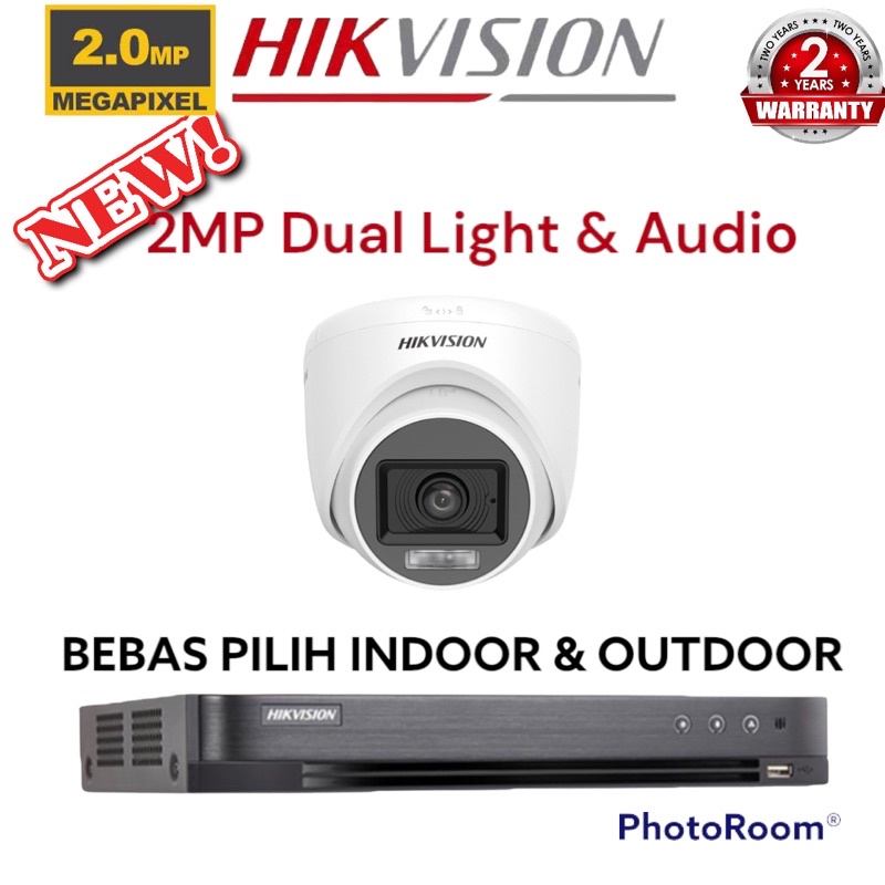 PAKET CCTV 1 CAMERA HIKVISION 2MP 1080P DUAL LIGHT AUDIO / COLORVU DVR 4CH