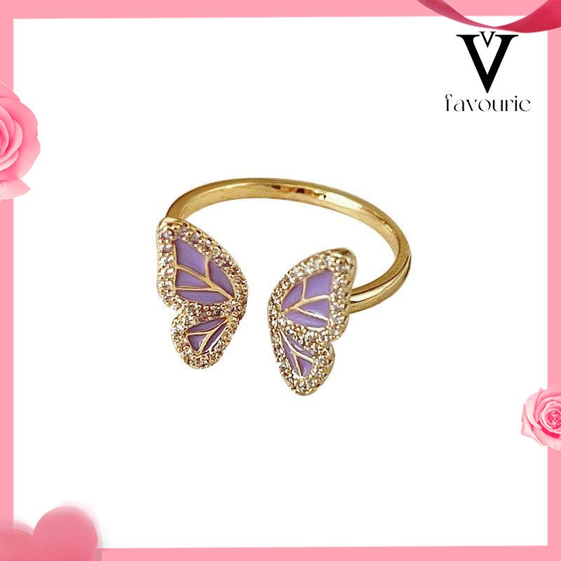 CODCincin Kupu-kupu Wanita Desain Niche Cincin Unik Mutiara kelas atas-FA