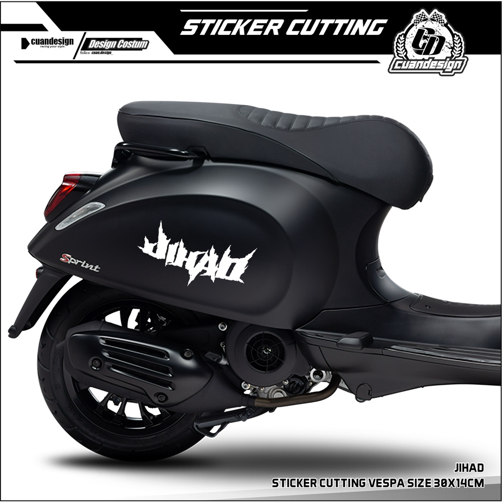 STICKER CUTTING STIKER MOTOR STRIPING CUTTING VESPA SC VSP SPRINT LX SCOOPY LOGO JIHAD DEATH METAL