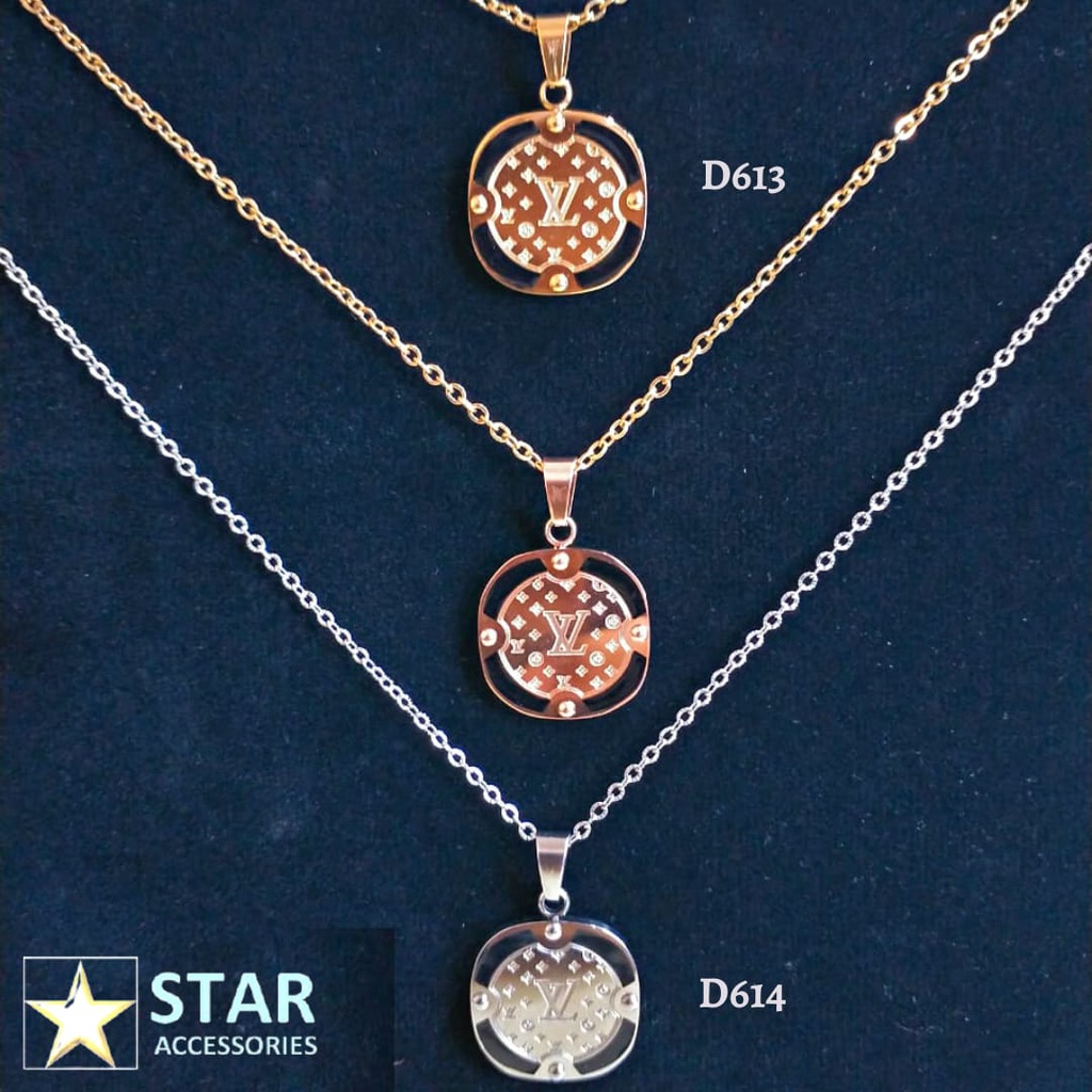 Liontin Titanium LV Persegi Oval | Liontin Titanium Anti Karat