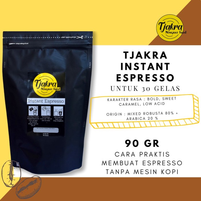 

⭐BISA COD⭐ Tjakra Food Instant Espresso 90gr ( kopi larut air tanpa ampas)
