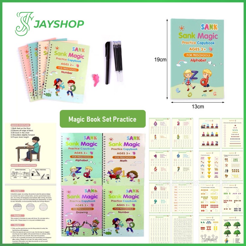 Magic Book Set 4in1 Magic Practice Book Isi 4 Buku + Pulpen Buku Ajaib Edukasi Anak