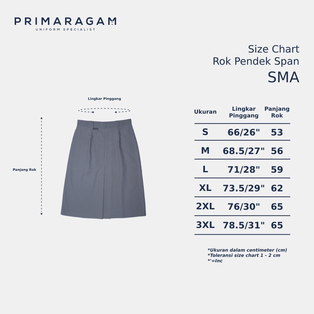 Rok seragam sekolah sma pendek abu abu span satu 1 belah depan
