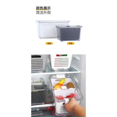 LS Compartment refrigerator drain basket / toples saringan Fresh Box Penyimpanan Makanan / Kotak Penyimpanan Makanan Segar Kulkas Buah Sayuran dengan saringan draining basket storage food box