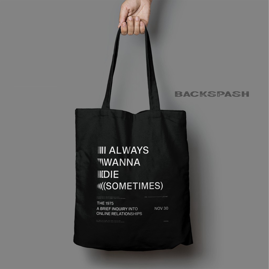 TOTEBAG CUSTOM WARNA HITAM BISA PAKAI GAMBAR FOTO SENDIRI PRIA DAN WANITA