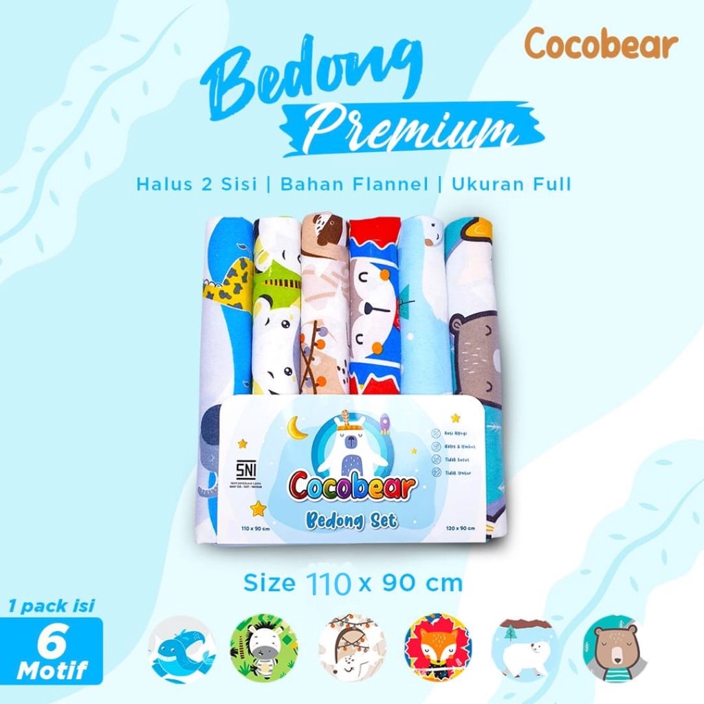 MOMS_BEDONG SET COCO BEAR FLANEL PREMIUM Ukuran 70/90/110/120