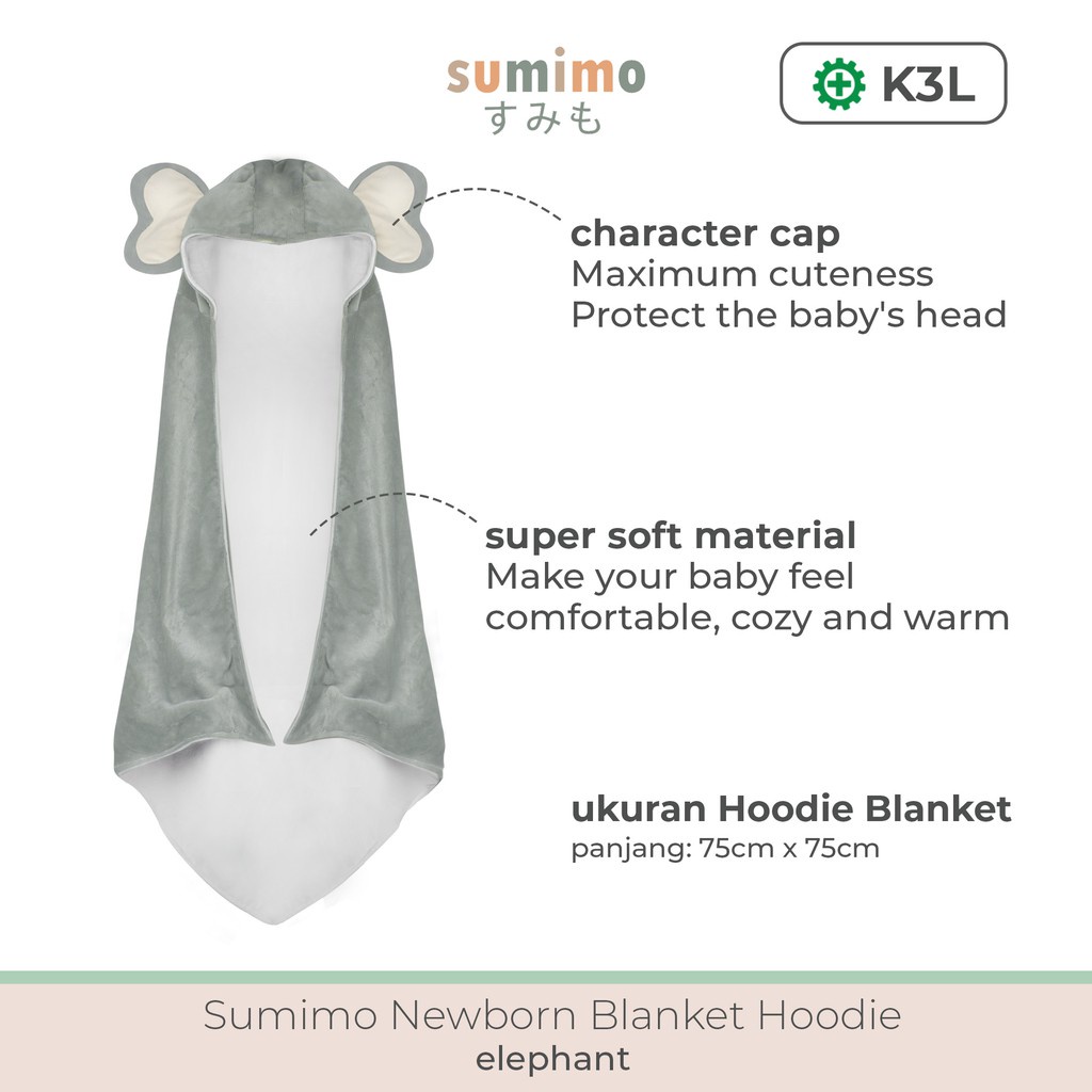 Sumimo Blanket Hoodie - Selimut Topi Bayi Karakter Lucu