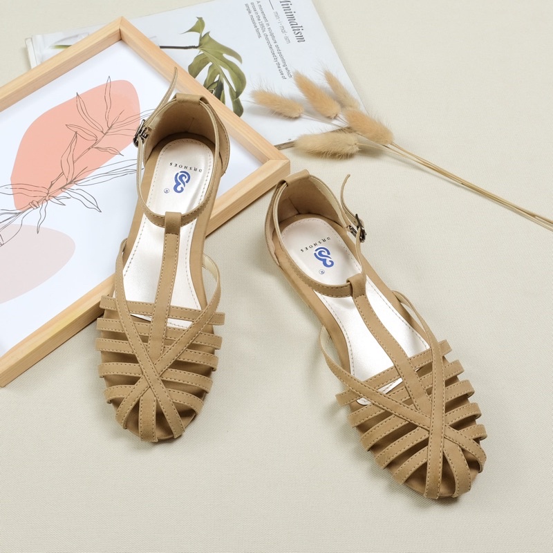 [SIAP KIRIM] BRShoes40 FT Mocca Sandal Tali Casual Flat Wanita