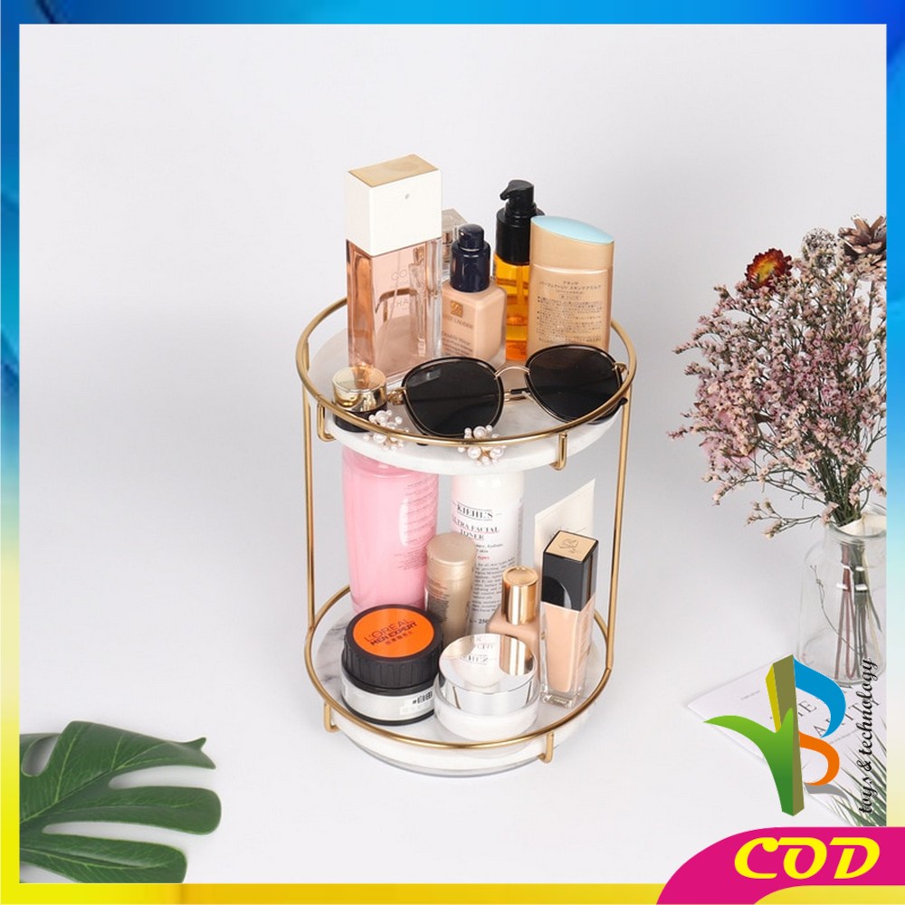 RB-K134 Rak Kosmetik Bulat 2 Tingkat Rak Putar 360 Derajat / Tempat Penyimpanan Riasan Make Up Skincare Multifungsi / Rak Make Up Organizer