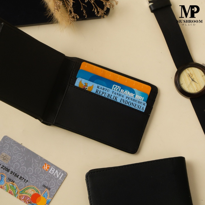 Dompet Lipat Pendek Pria Planet Ocean Hitam List Kotak-Kotak Original - PO13