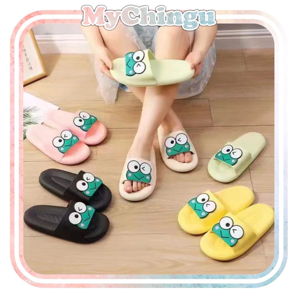 ❀ Chingu ❀ SA018 Sandal Empuk EVA Import Sendal Rumah Motif Kodok Cute Fashion Korea Wanita Bahan Rubber Anti Sakit