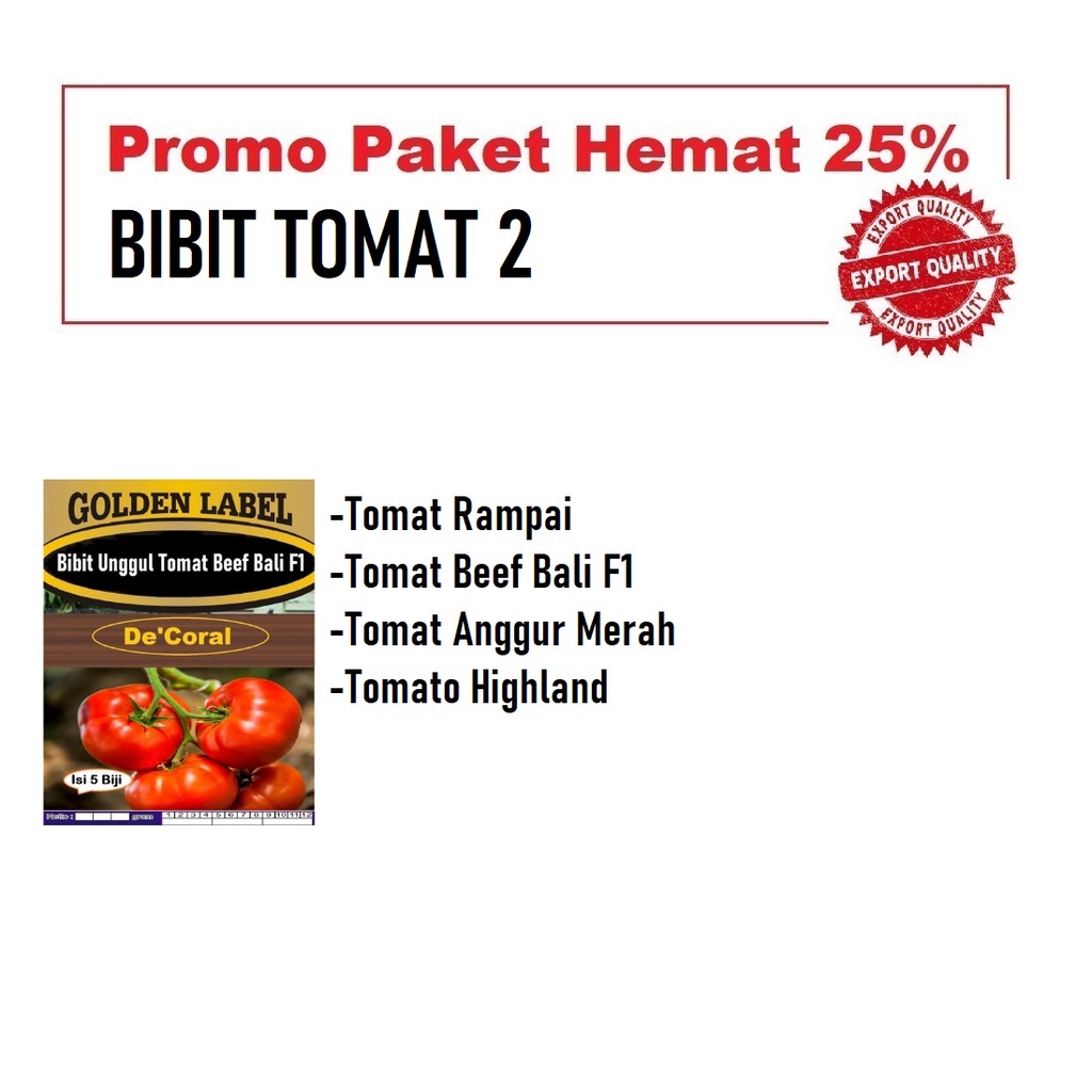 Promo Bibit Tomat Rampai, Tomat Beef Bali F1, Tomat Anggur Merah, Tomato Highland