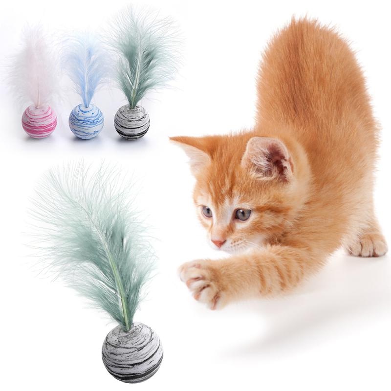 Galaxy Feather Toy Mainan Bola Bulu Kucing Gigit Gigitan Cat Toy FEZONE