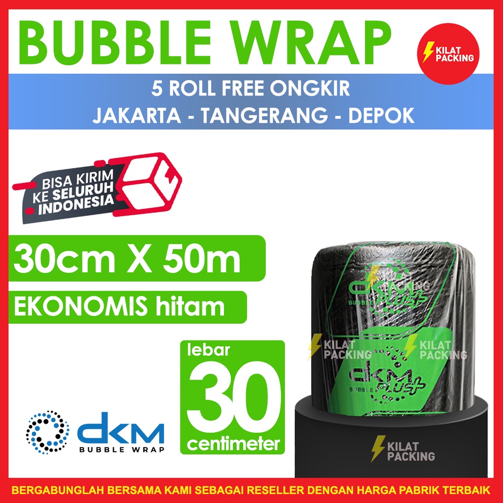 

Bubble Wrap Ekonomis Hitam 30CM X 50M Tebal Plastik Bubblewrap Roll