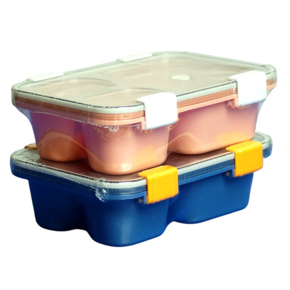 Kotak makan anti tumpah Lunch Box 8015 Set Kotak Bekal Makan bahan Jerami FREE SENDOK