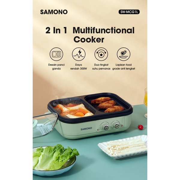 SAMONO SW-MCG1L Multifunctional Cooker Elektrik Daya Rendah SWMCG1L