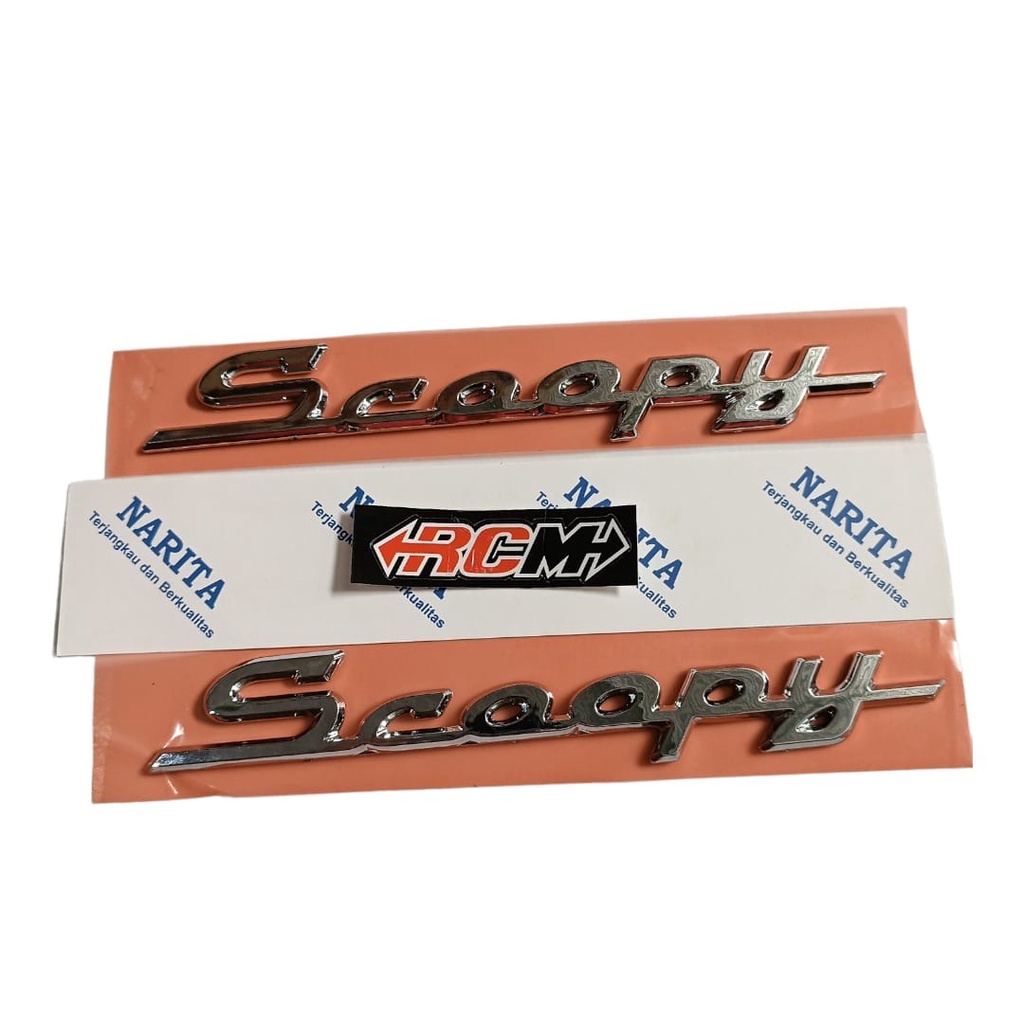 SEPASANG LOGO EMBLEM STIKER STRIPING DECAL 3D TIMBUL BODI BODY SCOOPY FI 2012-2016 CROOM CROM BEST QUALITY BAHAN TEBAL JAMINAN KUALITAS