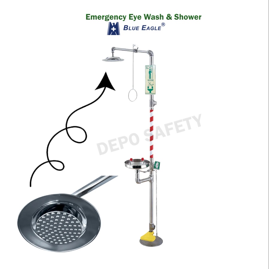 Haws Emergency Eyewash Shower Eye and Face Wash Station Blue Eagle EW 067