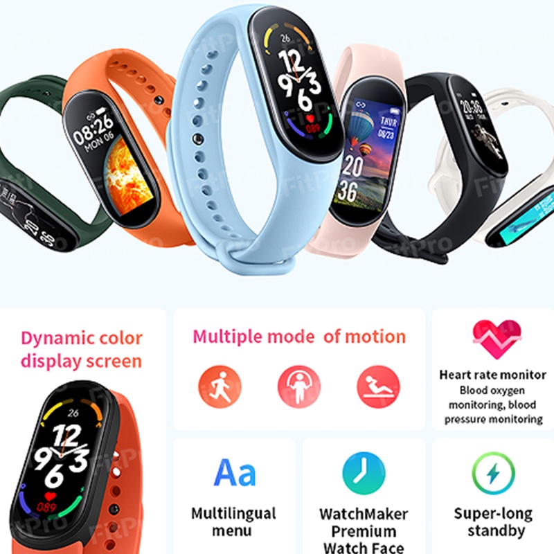 Garansi❤️M7 Smartwatch foto Custom wallpaper Kontrol musik Pengukuran detak jantung / tekanan darah smartband