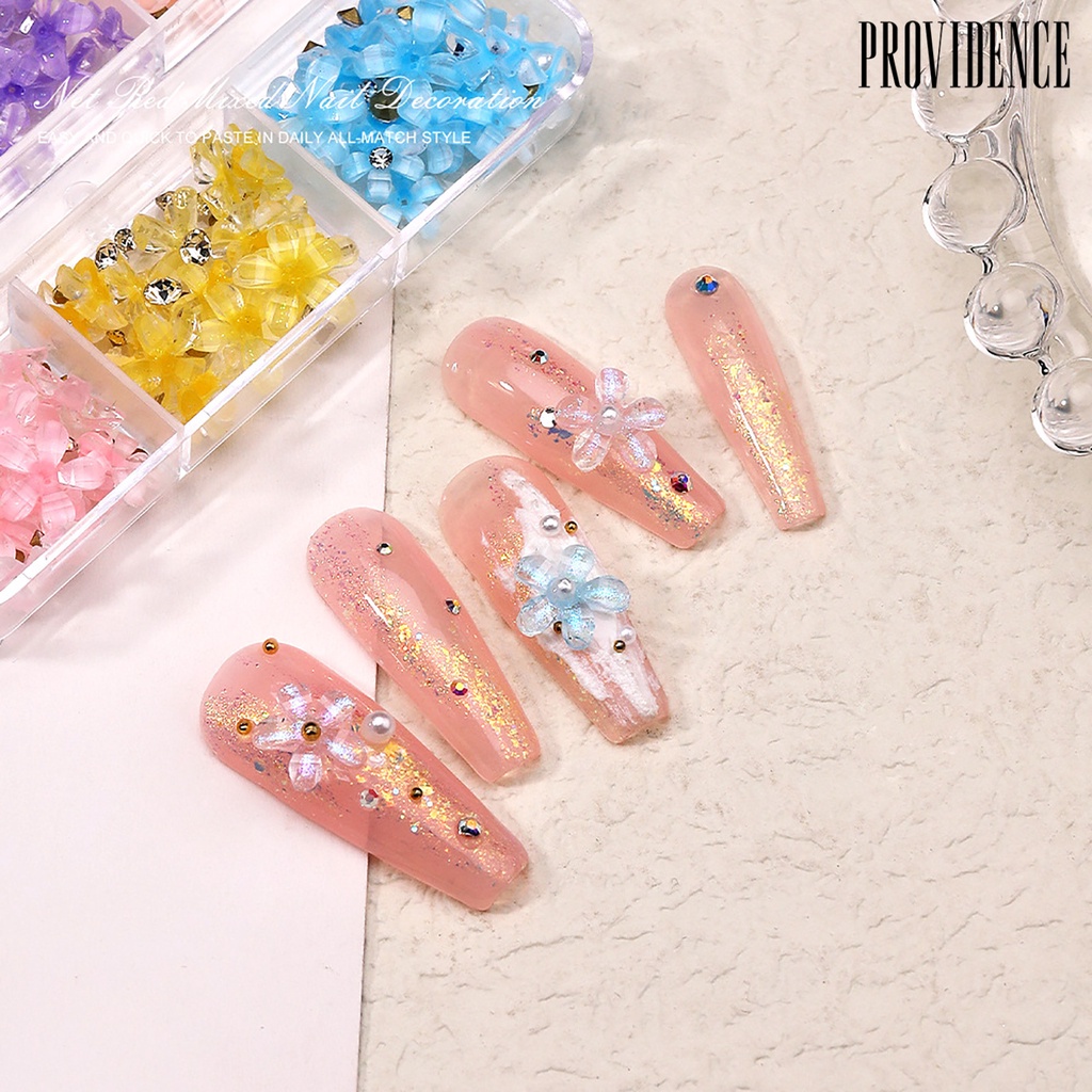 Providence 1kotak Dekorasi Kuku Bentuk Kreatif Berkilau Mempesona Efek Visual Tidak Luntur Warna Vibrant 6kisi Payet Berlian Imitasi Nail Art Decor Manicure Jewelry Perlengkapan Kuku