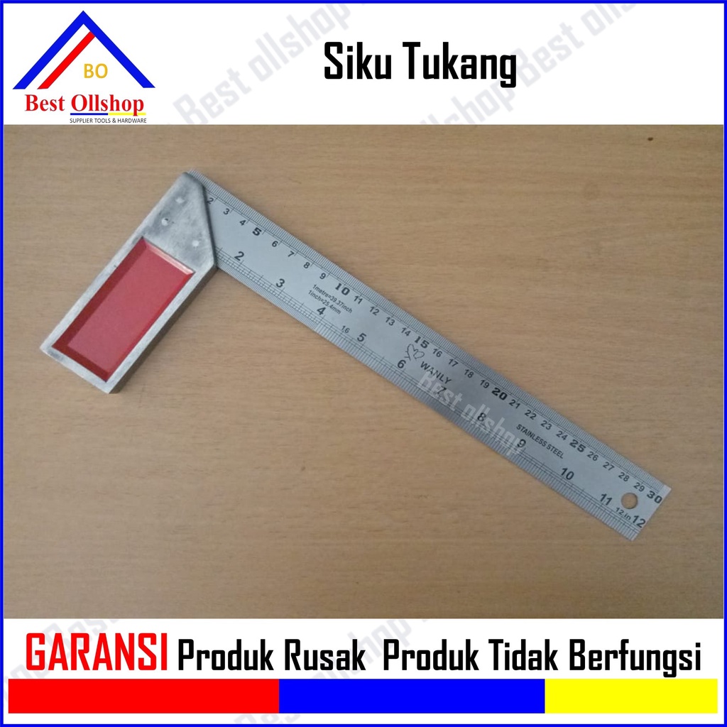 Siku Tukang RRT 12 in / Penggaris Tukang / Angle Ruler 90 derajat / Penggaris Siku Tukang / Siku Tukang Jumbo Alat Ukur Sudut