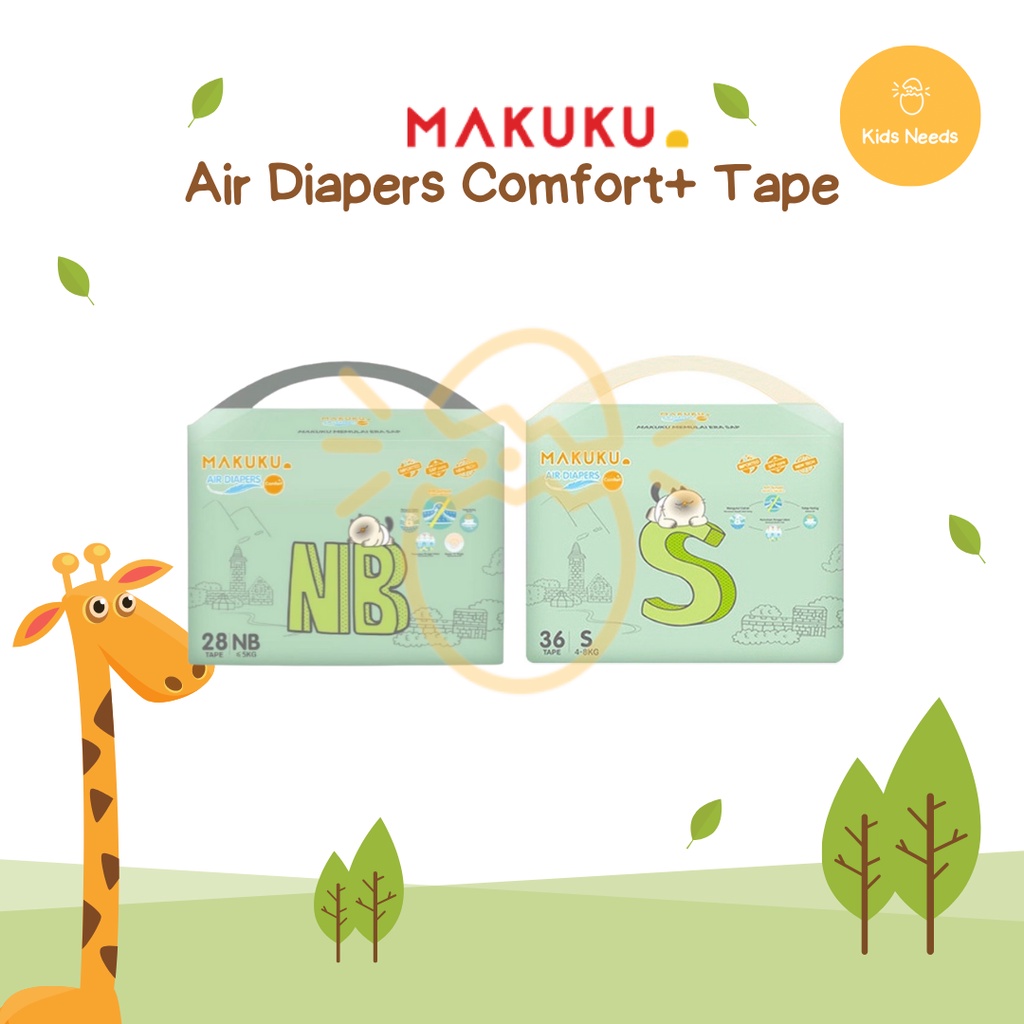 MAKUKU SAP DIAPERS NEW COMFORT+ TAPE ( NB, S ) - Popok Bayi