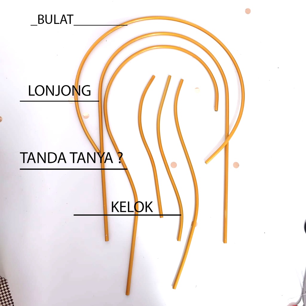 

ARCH BESI DEKORASI KUE LENGKUNG BULAT, TANDA TANYA,KELOK, LONJONG HIASAN TOPPER KUE