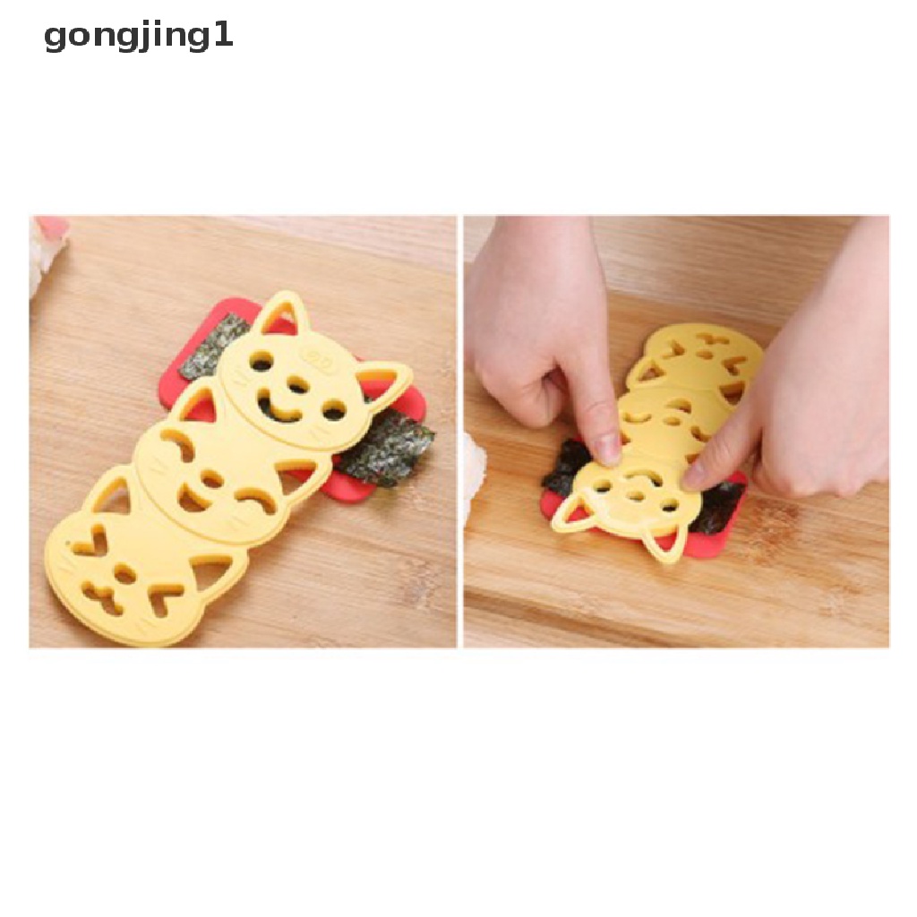 Ggg 1set Cetakan Nasi Sushi Kucing Smile Lucu Decor Cutter Sandwich DIY Tool ID